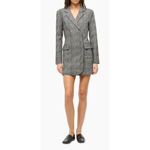 Staud  Greenwich Herringbone Double-Breasted Blazer Minidress Plaid Size L NWT